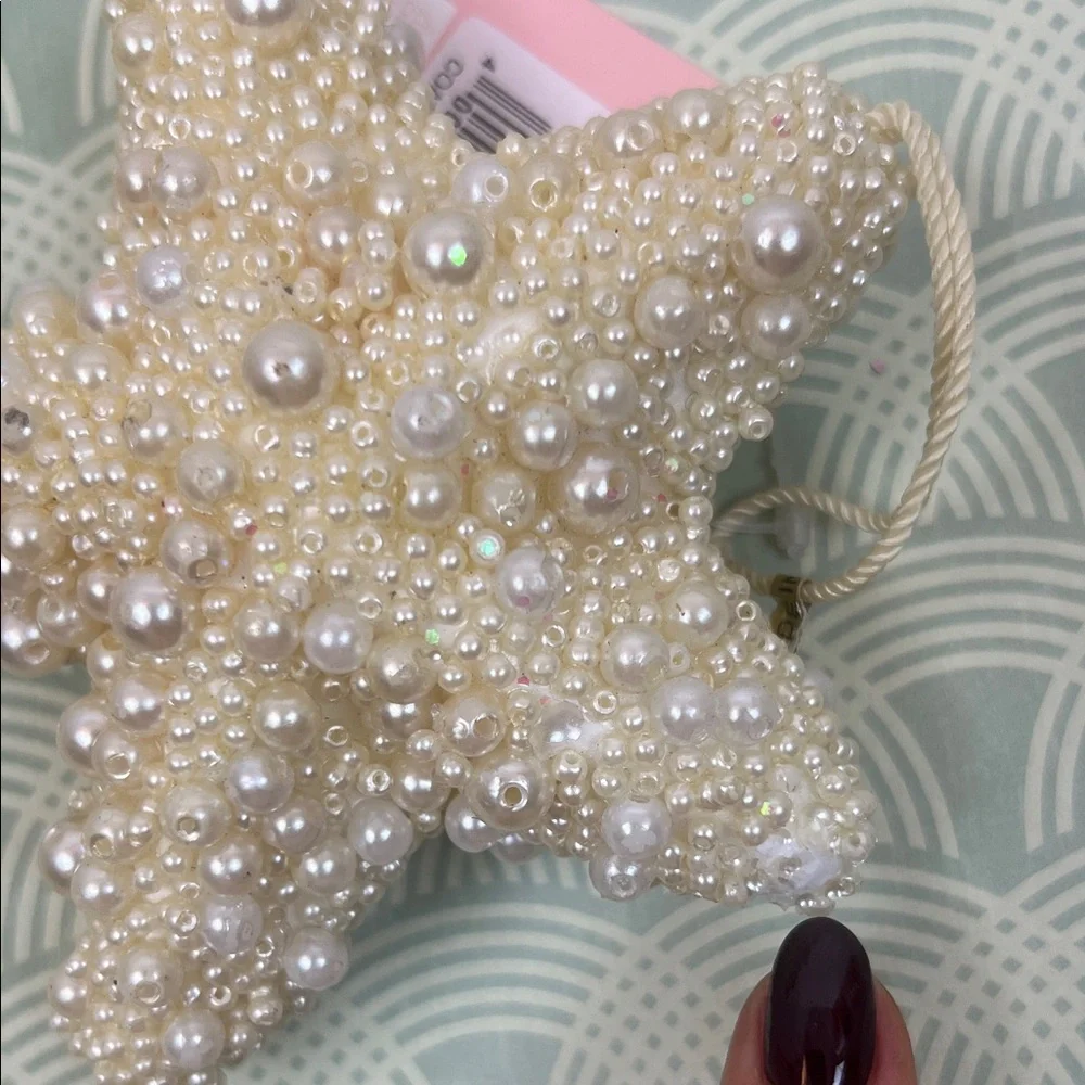St. Nicholas Square Cream Pearl Star Decor Christmas tree ornament ๐ coastal - Picture 5 of 5